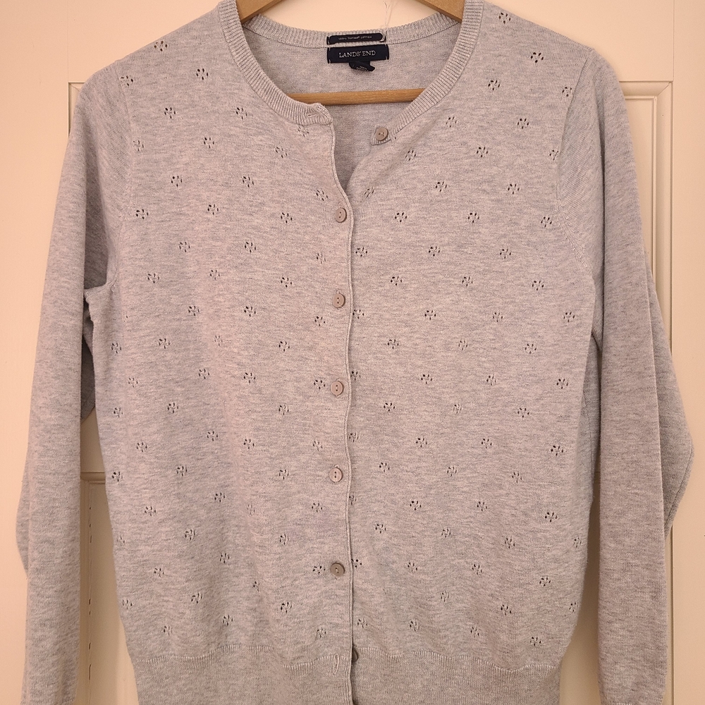Lands' End Women's Light Gray Cardigan
